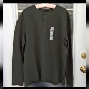 NWT XL Jockey Men's Green Long Sleeve Thermal Henley